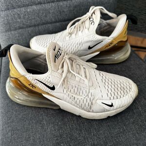 Nike Air 270 Running Shoes Women’s Size 8.5 White Gold Black